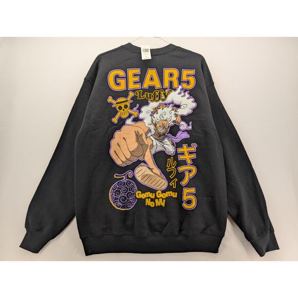 NWT BoxLunch One Piece Monkey D. Luffy Gear 5 Crewneck in Black size Medium - Picture 4 of 8